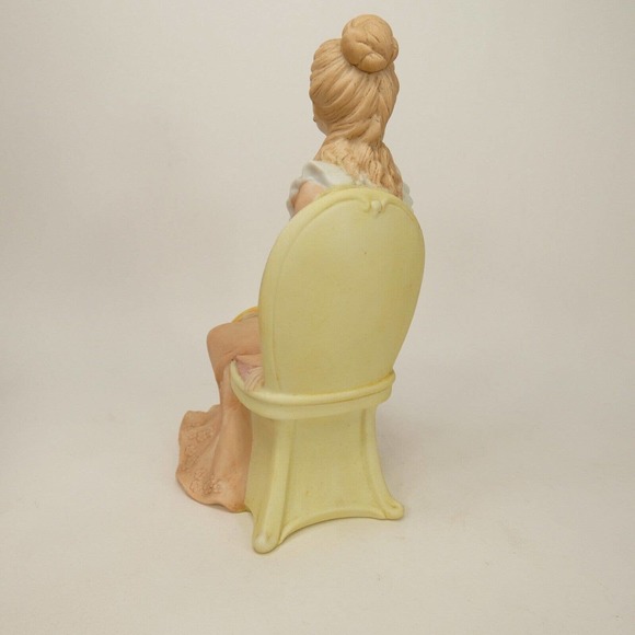 Homco # 1439 Courtney's Dream Porcelain Bisque Lady in Chair Figurine 6.5" SEJ&5 - Picture 3 of 16